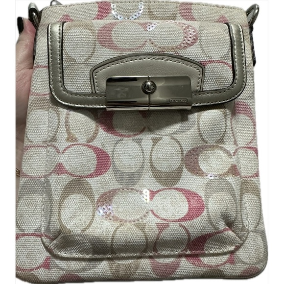 Coach Beige and Pink Sequin Crossbody Bag - Picture 2 of 7